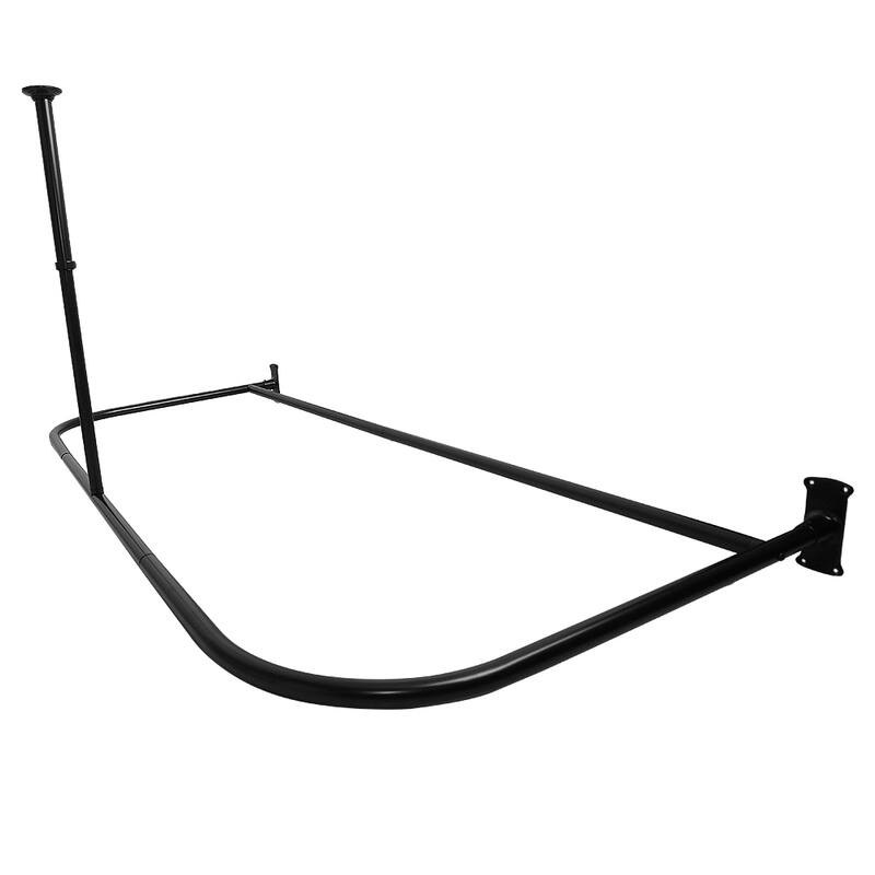Utopia Alley Rustproof Aluminum D-shape Shower Rod With Ceiling Support for Freestanding Tubs, 60 * 25 in - Matte Black