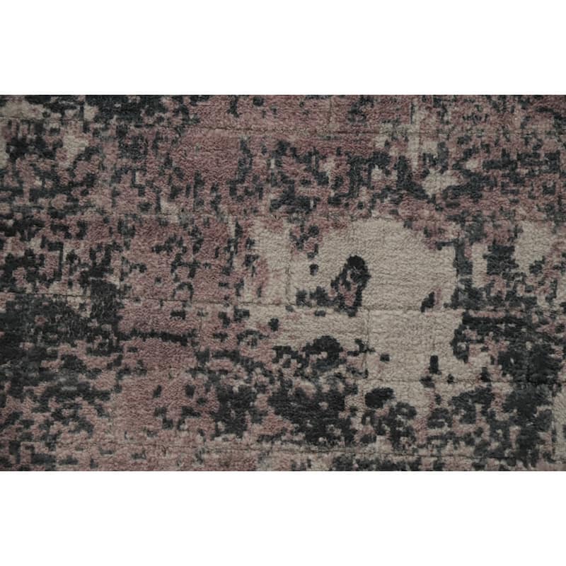 Hand Knotted Oriental Viscose Silk Carpet Modern Abstract Pink Abstract Area Rug - 7' 9'' X 5' 7''