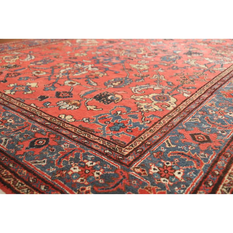 Hand Knotted Oriental 100% Wool Carpet Traditional Floral Red Sultanabad Area Rug - 11' 7'' X 8' 6''