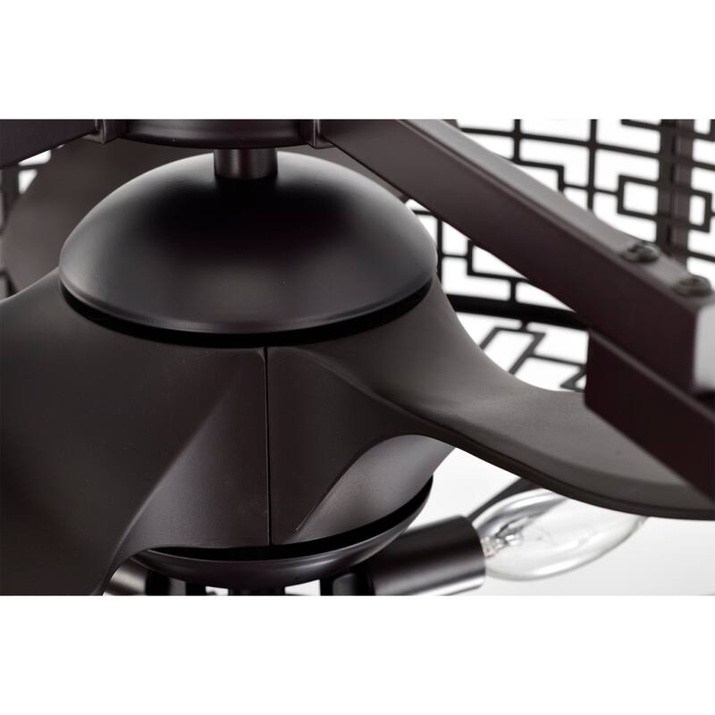 Ioana 25-inch Brown 6 Lights 3 Blades Lighted Ceiling Fan with Remote