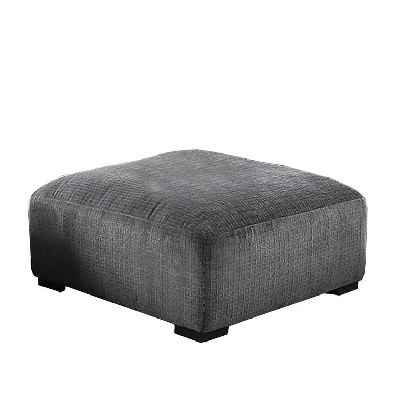 Modern Style Padded Ottoman with Fabric Upholstery, Gray