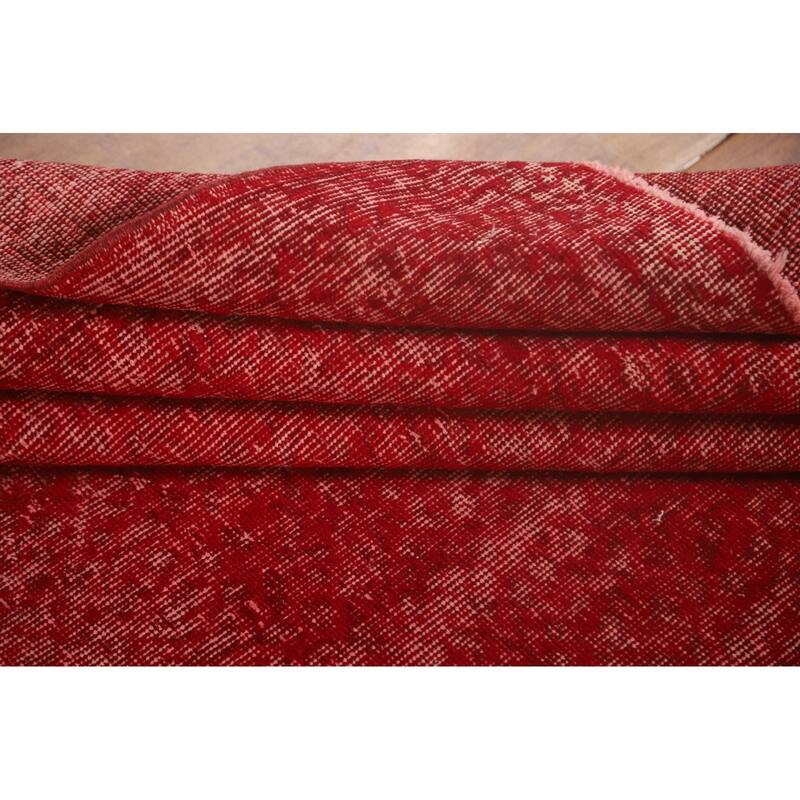 Anatolian Turkish Rug Hand-Knotted Distressed Over-Dyed Wool Carpet - 7'0" x 10'1"