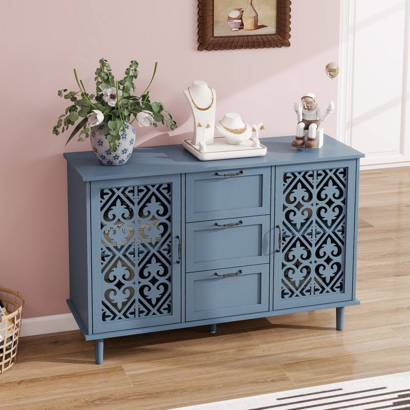 2 Door 3 Drawer Cabinet - Blue
