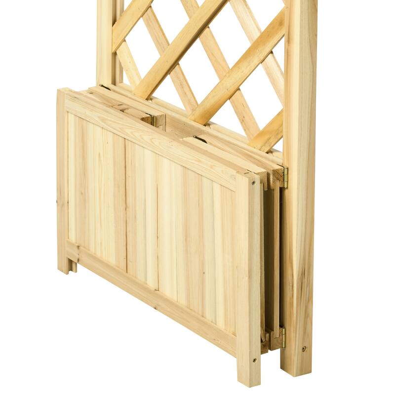 Outsunny 7.5FT Garden Arch Trellis with Foldeable Planter Boxes for Climbing Vines, Outdoor Wooden Garden Arbor