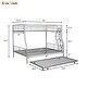 preview thumbnail 12 of 25, Industrial Modern Full XL Over Queen Metal Bunk Bed with Trundle, Save Space or Split Into 2 Beds, Crafted For Safety, Black