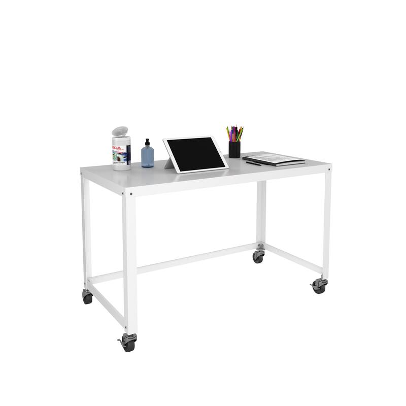Space Solutions 48-inch Wide Mobile Metal Desk, White