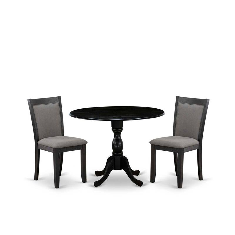 3-Piece Wirebrushed Black Solid Wood Top - Dining Room Set - Seats-4