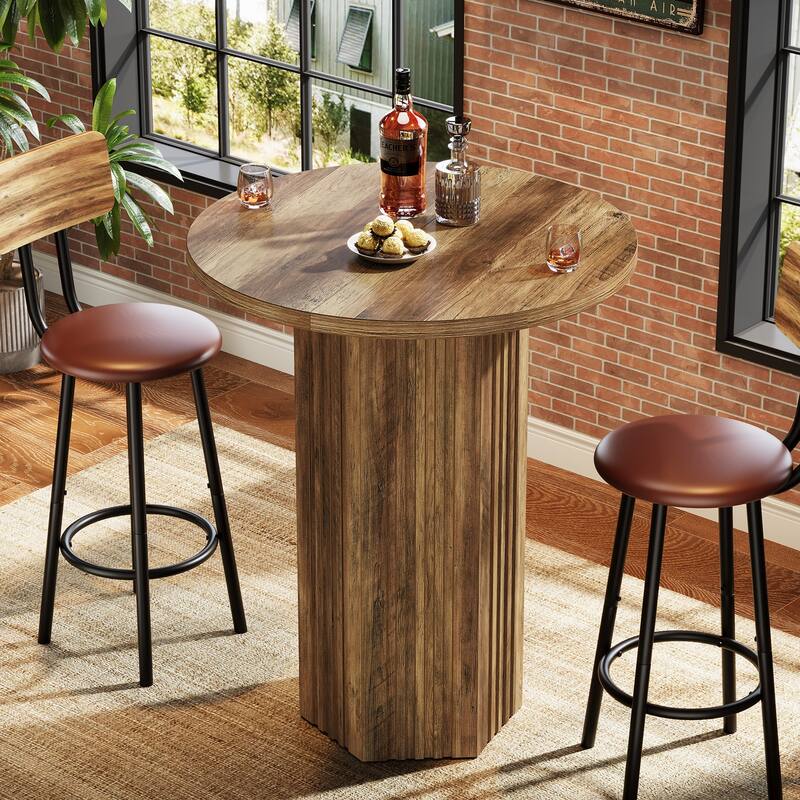 39.6" H Round Bar Table, Farmhouse High Top Bistro Pub Table