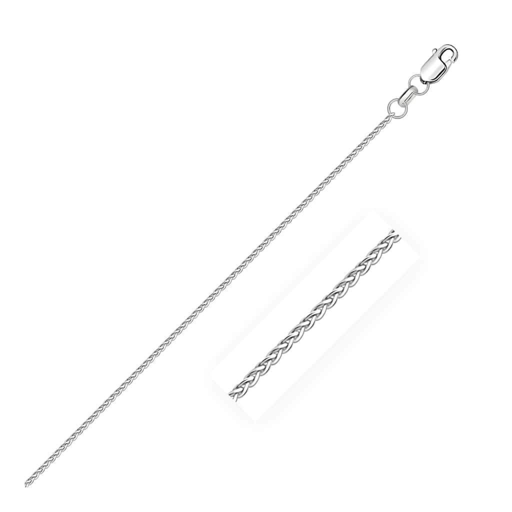 MayaMila 14k White Gold Diamond Cut Round Wheat Chain 1.1mm