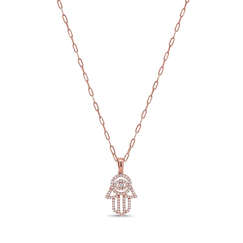 Joelle Collection 14K Gold Diamond Hamsa Necklace
