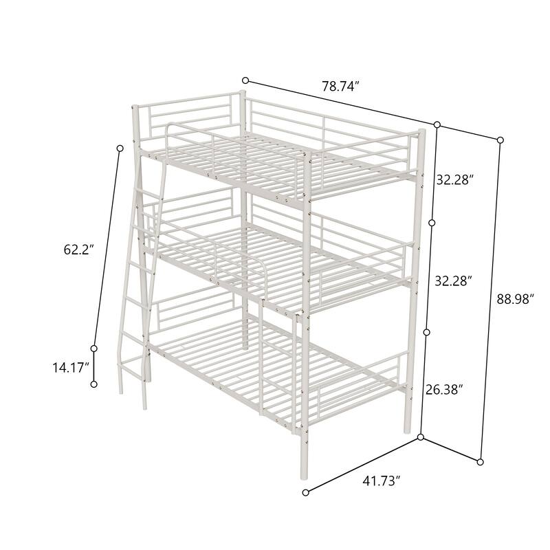 Space-Saving Twin Metal Triple Bunk Bed, Easy to Assemble, Can Be Split Into Three Separate Beds