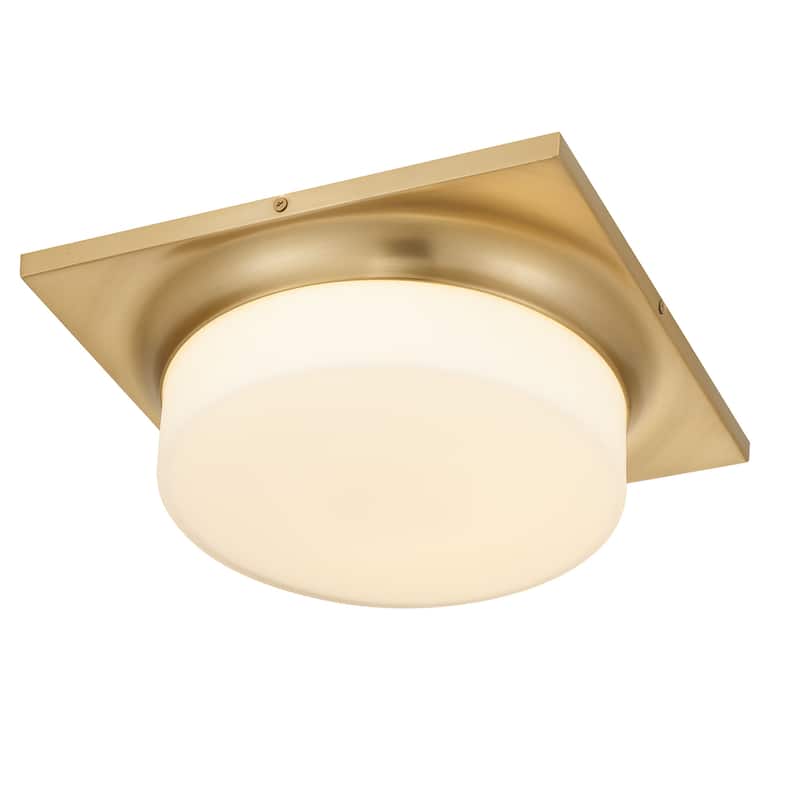 13-in Antique Brass LED Flush Mount