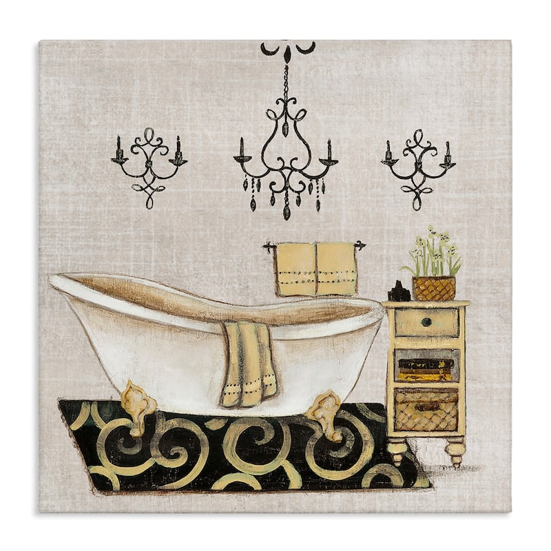 Stupell Vintage Luxurious Bathroom Tub Canvas Wall Art Design By Janet Tava - 17 x 17