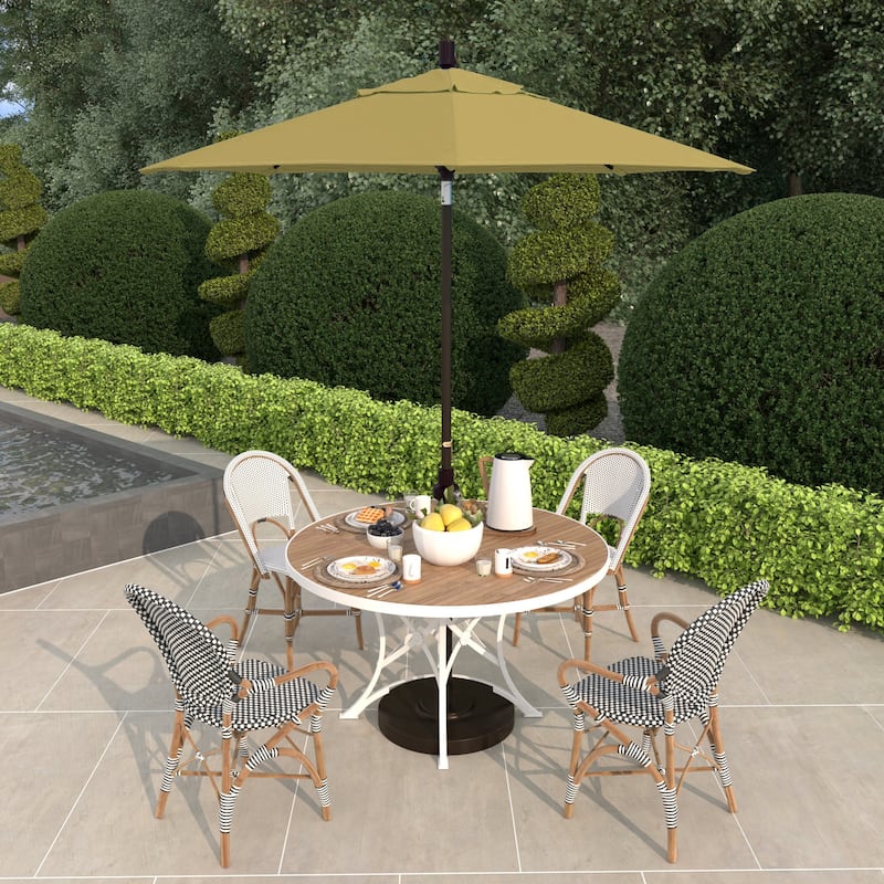 California Umbrella 7.5' Sun Master Patio Umbrella Bronze Aluminum Pole Fiberglass Ribs Crank Lift Tilt Sunbrella Cilantro - Wheat