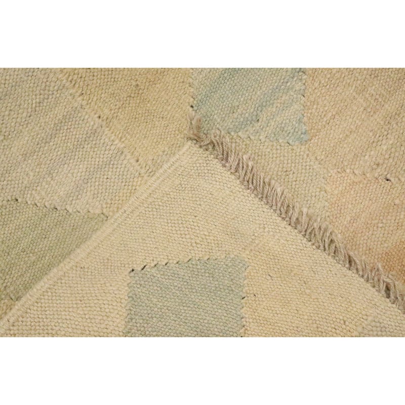 Hand Woven Oriental 100% Wool Carpet Southwestern Modern Beige & Ivories Kilim Area Rug - 4' 9'' X 2' 11''