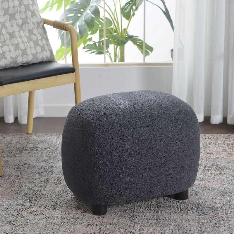 KINWELL 23" W Boucle Upholstered Footstool Ottoman Sofa Chair Footrest - Dark Grey