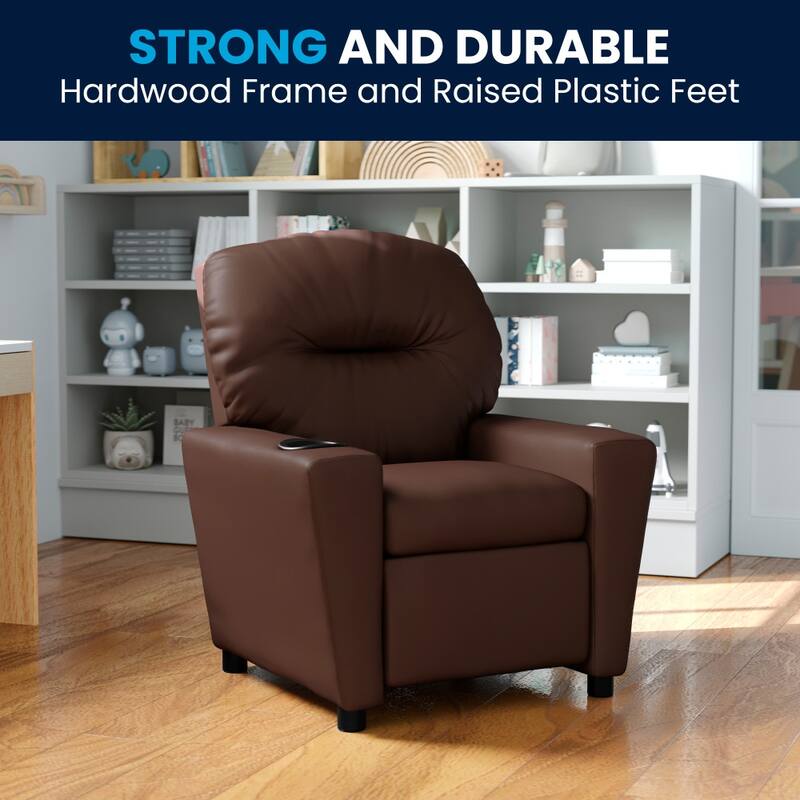 Contemporary Kids Recliner with Cup Holder