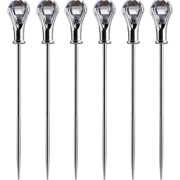 slide 2 of 5, Prodyne GS-7-A Set Of 6 Clear Diamond Head Martini Picks stainless steel