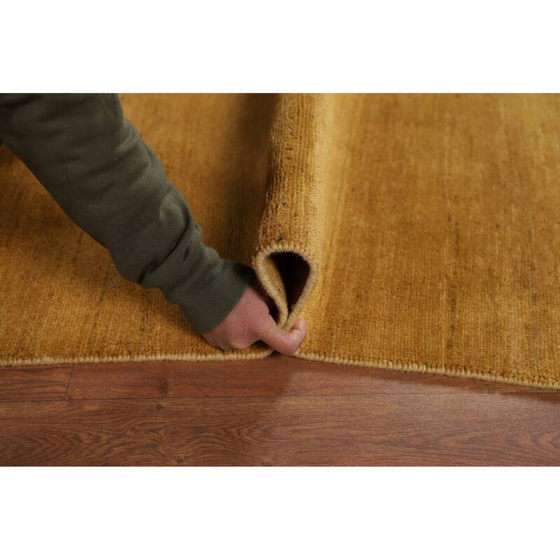 Yellow Gabbeh Oriental Square Area Rug Handmade Wool Carpet - 6'7" x 6'8"