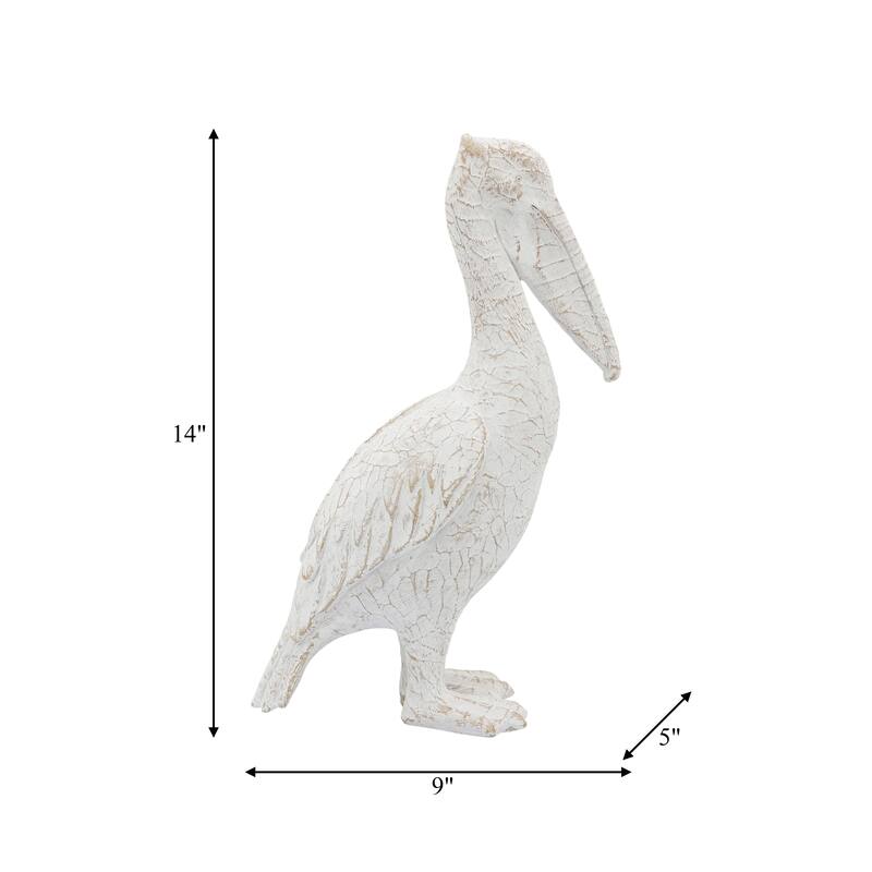 Decorative Ceramic Pelican Figurine Sculpture - 14", White - 13.75"