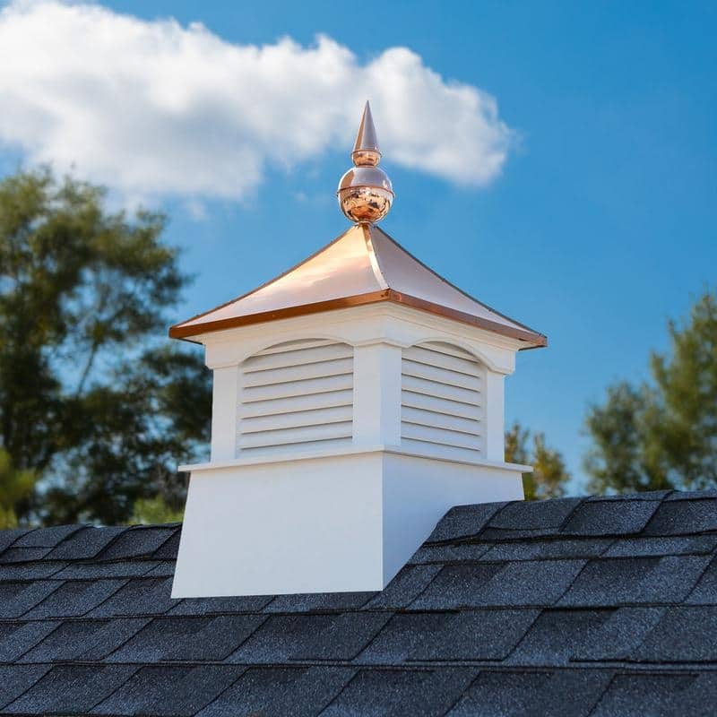 18" Square Coventry Vinyl Cupola with Avalon Copper Finial by Good Directions
