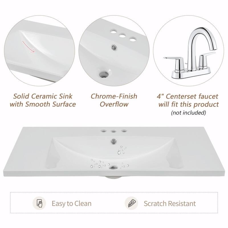 36" Bathroom Vanity with Sink Combo: Cabinet, Six Drawers