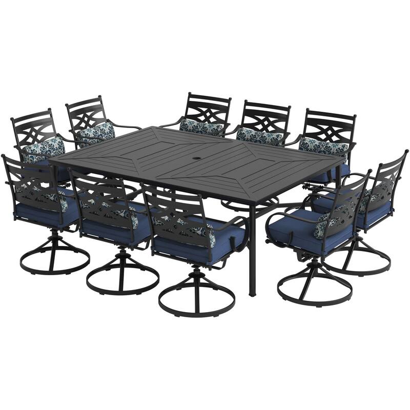 Hanover Montclair 11-Piece Navy Blue Dining Set