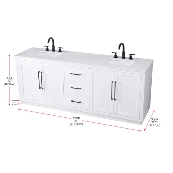 dimension image slide 1 of 2, Elegant Lighting VF29084D Chase 84" Free Standing Double Basin Vanity