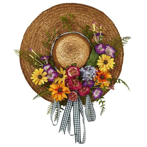 18" Mixed Flower Hat Wreath