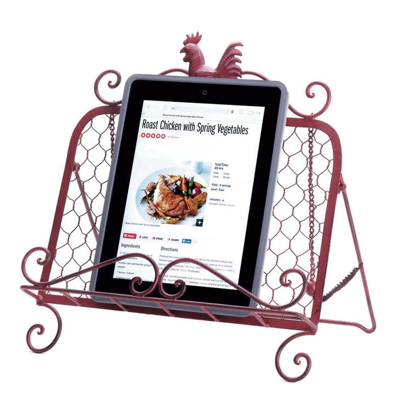 Rooster Cookbook Stand - 13.25" - Red