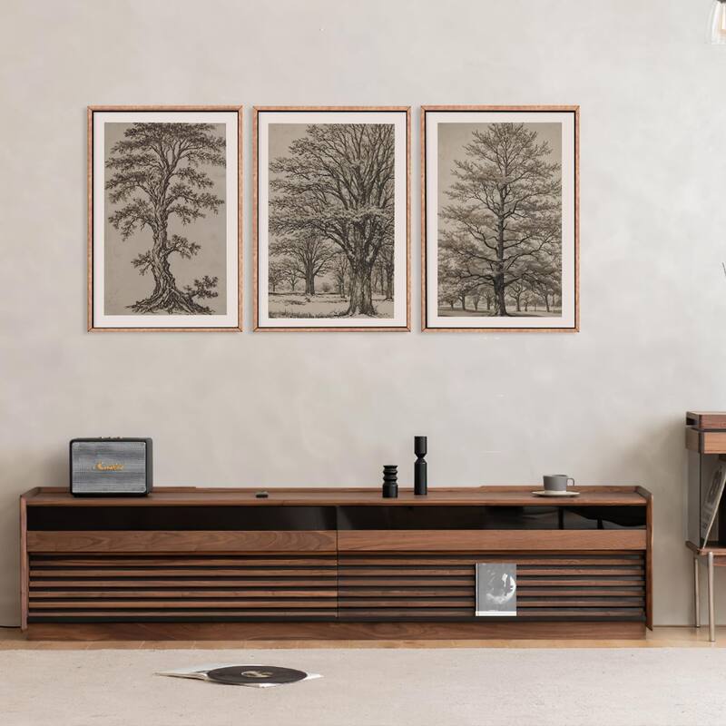 Neutral Tree Sketch Framed Canvas Wall Art Set