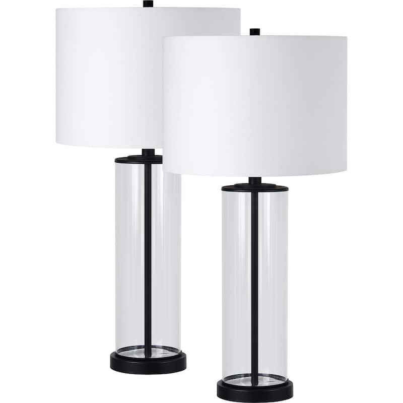 Everren Desdemona 28" Length Table Lamp- Set of two, Clear and Matte black