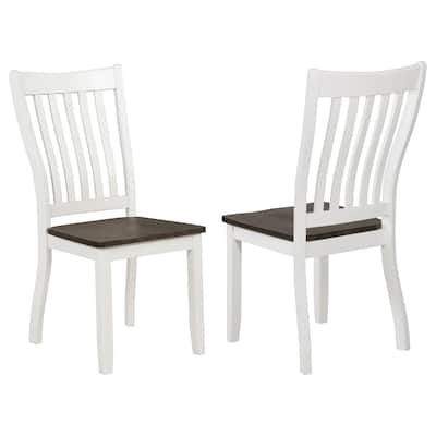 Kingman Distressed White Wood Dining Side Chair (Set of 2)