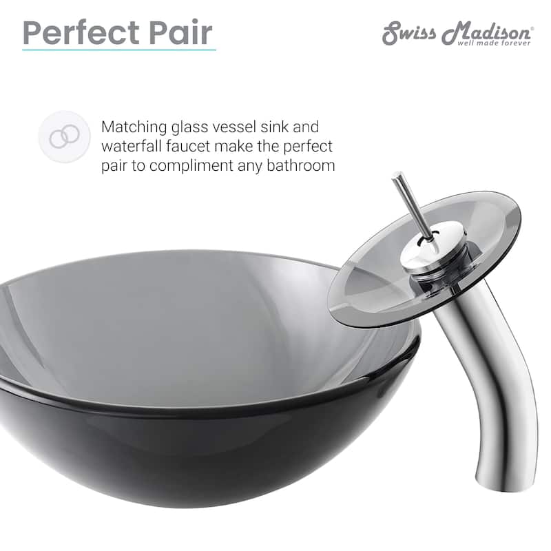 Vincennes 16.5 Color Glass Vessel Sink With Faucet, Black - 28" x 24" 9"