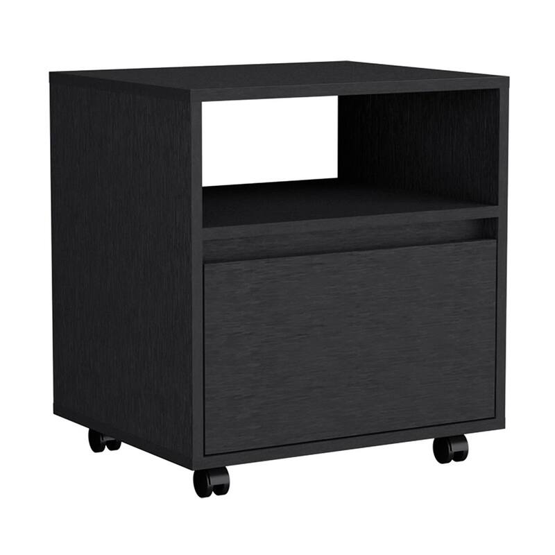 One Drawer Nightstand, Black Wengue Finish, Compact Size for Easy Organization