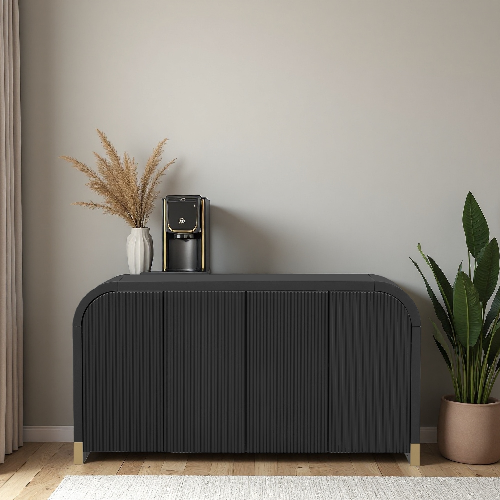 4-Doors Cabinet with Adjustable Shelves for Study, Living Room and Entrance