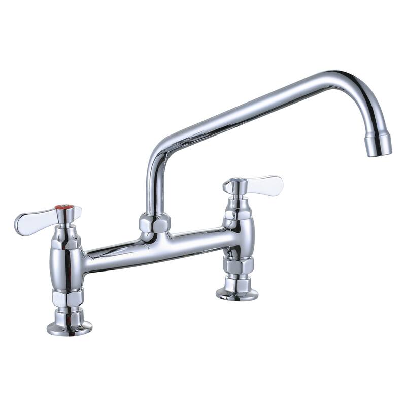 WOWOW Minimalist Bridge-Style Desk-Mounted Dual-Handle Faucet - 12" Desk Mount