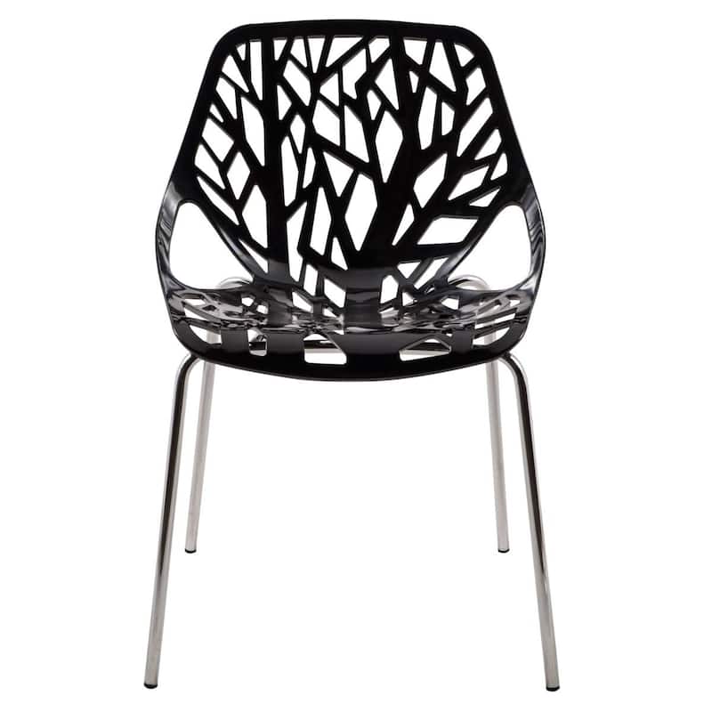 Asbury Stackable Dining Chair with Chrome Legs Side Chair with Modern Cut-Out Design Backrest