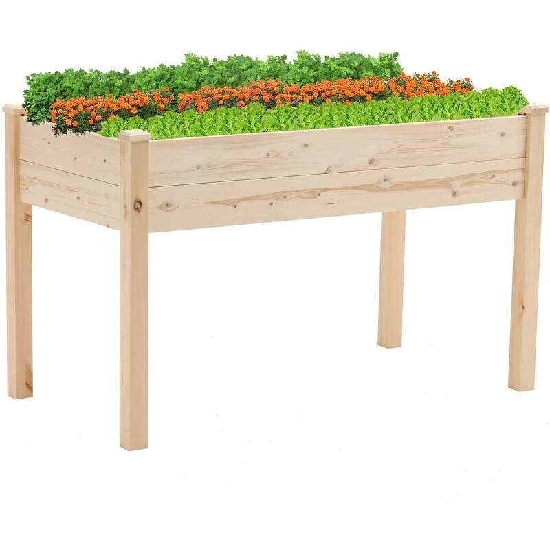 SUNCROWN Outdoor 4-foot Wooden Raised Garden Bed Elevated Planter Box