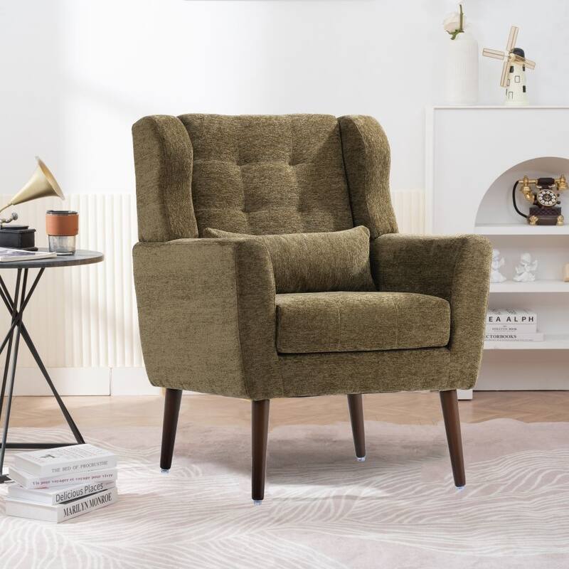 Modern Accent Chair Upholstered Foam Filled Living Room Chairs Comfy Reading Chair - Avocado