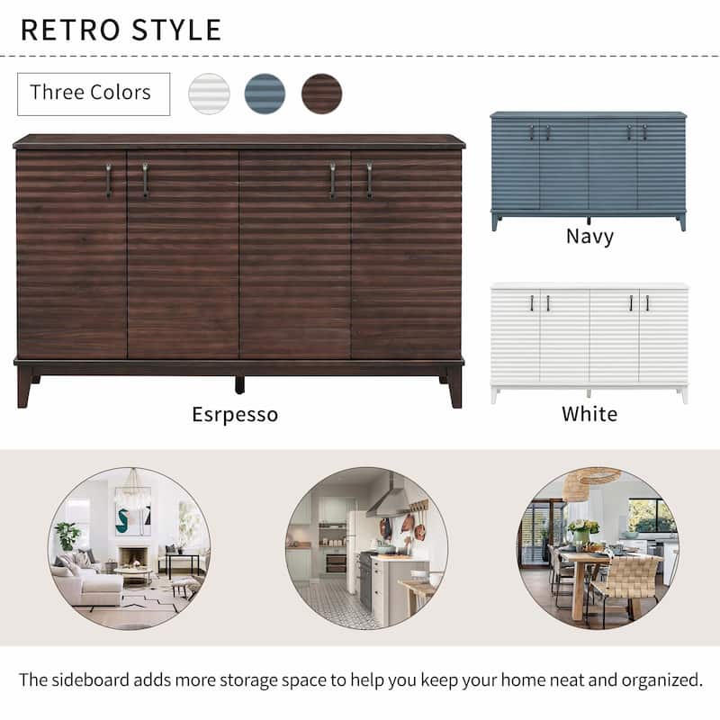4-Door Sideboard with Large Storage and Adjustable Shelves