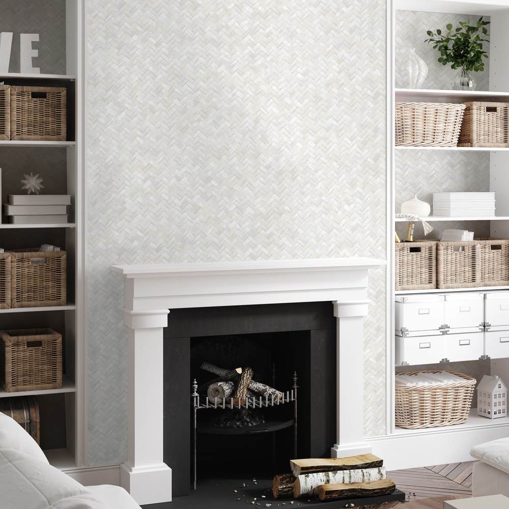 Braided Geometric Pattern Jute Basket Weave Chevron Wallpaper