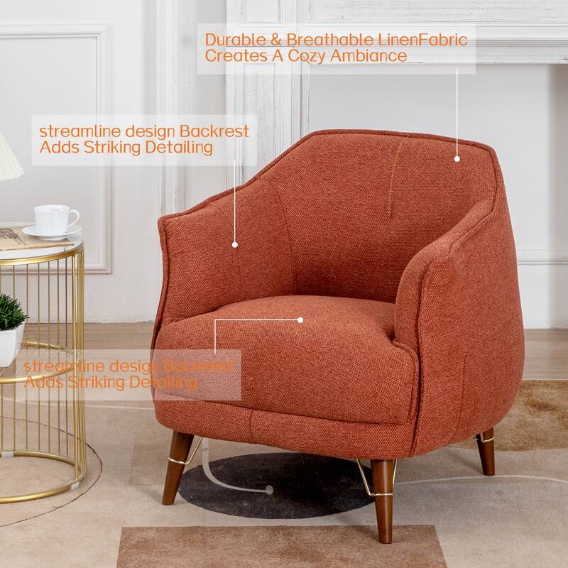 XINMICS Mid-Century Modern Accent Chair, Tufted Upholstered Armchair for Living Room, Bedroom, Set of 2