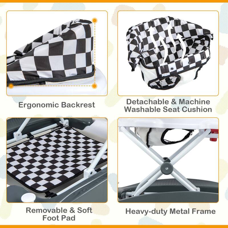 Honeyjoy 6 in 1 Baby Walker Adjustable Toddler Walker & Activity - See Details