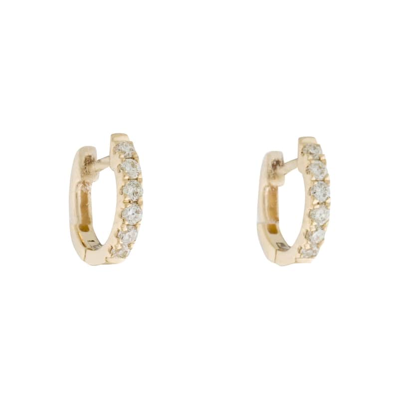 Joelle Collection Diamond Huggie Earring - 14K Gold Earrings U-Shaped Hoops With Certified Diamonds