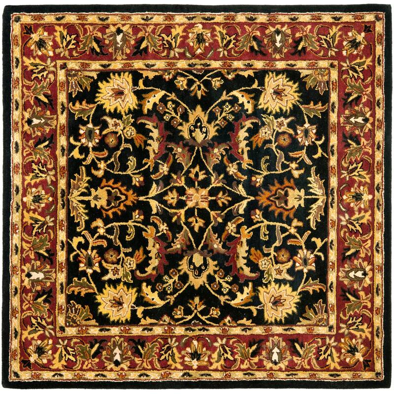 SAFAVIEH Heritage Krysta Hand-tufted Wool Traditional Area Rug - 10' x 10' Square - Black/Red