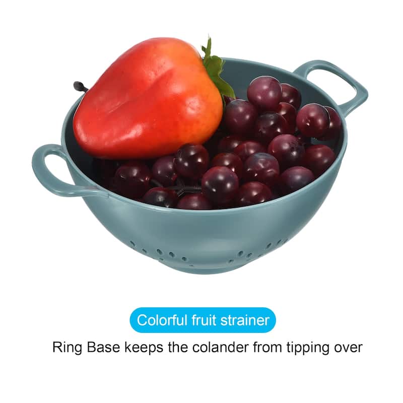 Rice Sieve Washing Colander Strainer Drainer Fruit Cleaning Bowl-Light Blue - Light Blue - 19cm x 14.8cm x 7.5cm