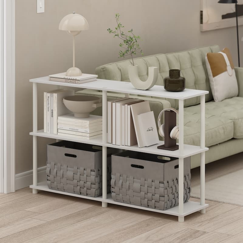 3 Tiers Wood Household Shelving Unit in White (47.2 in. W x 29.5 in. H x 11.6 in. D) - 47.2