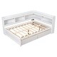 preview thumbnail 6 of 52, Full Bed with L-Shaped Bookcase and Drawers, White Wood Frame