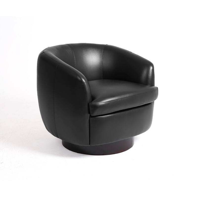 UIXE 2 Set Modern PU Leather Swivel Barrel Chairs Rounded Accent Chair